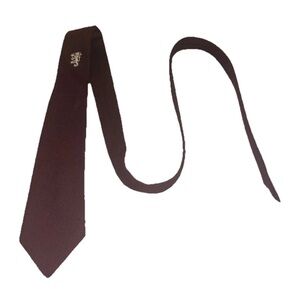 Craigmill 100% Lambswool Neck Tie Made In Scotland Dark Red Gold Emblem EUC